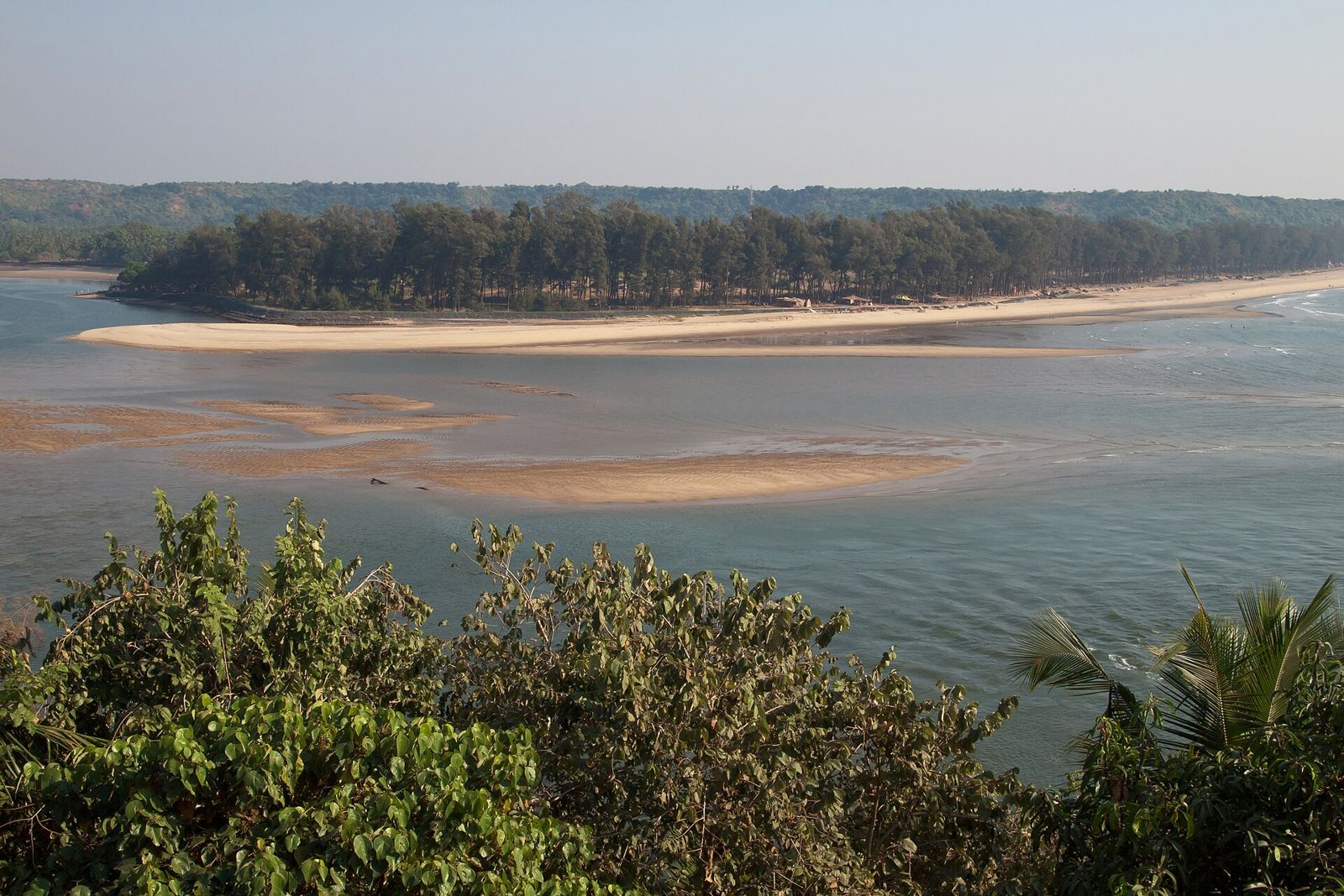 The Terekhol river meeting Querim beach in north Goa